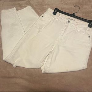 WHITE DENIM RIPPED SKINNY JEANS SIZE 5